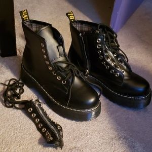 Black combat boots